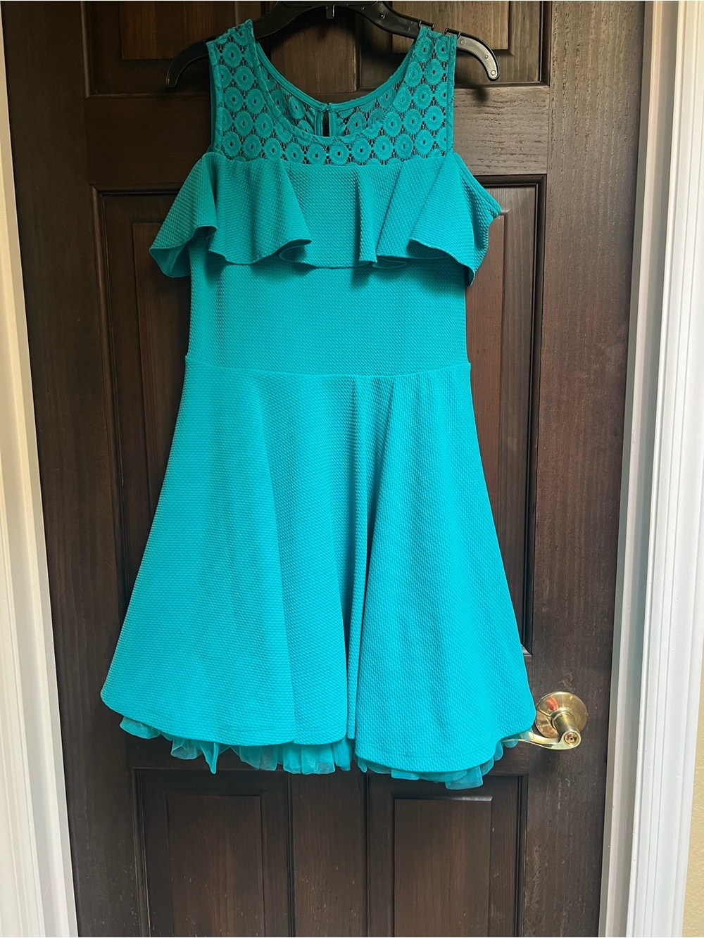 Knitworks Teal Lace Trim Tank Top